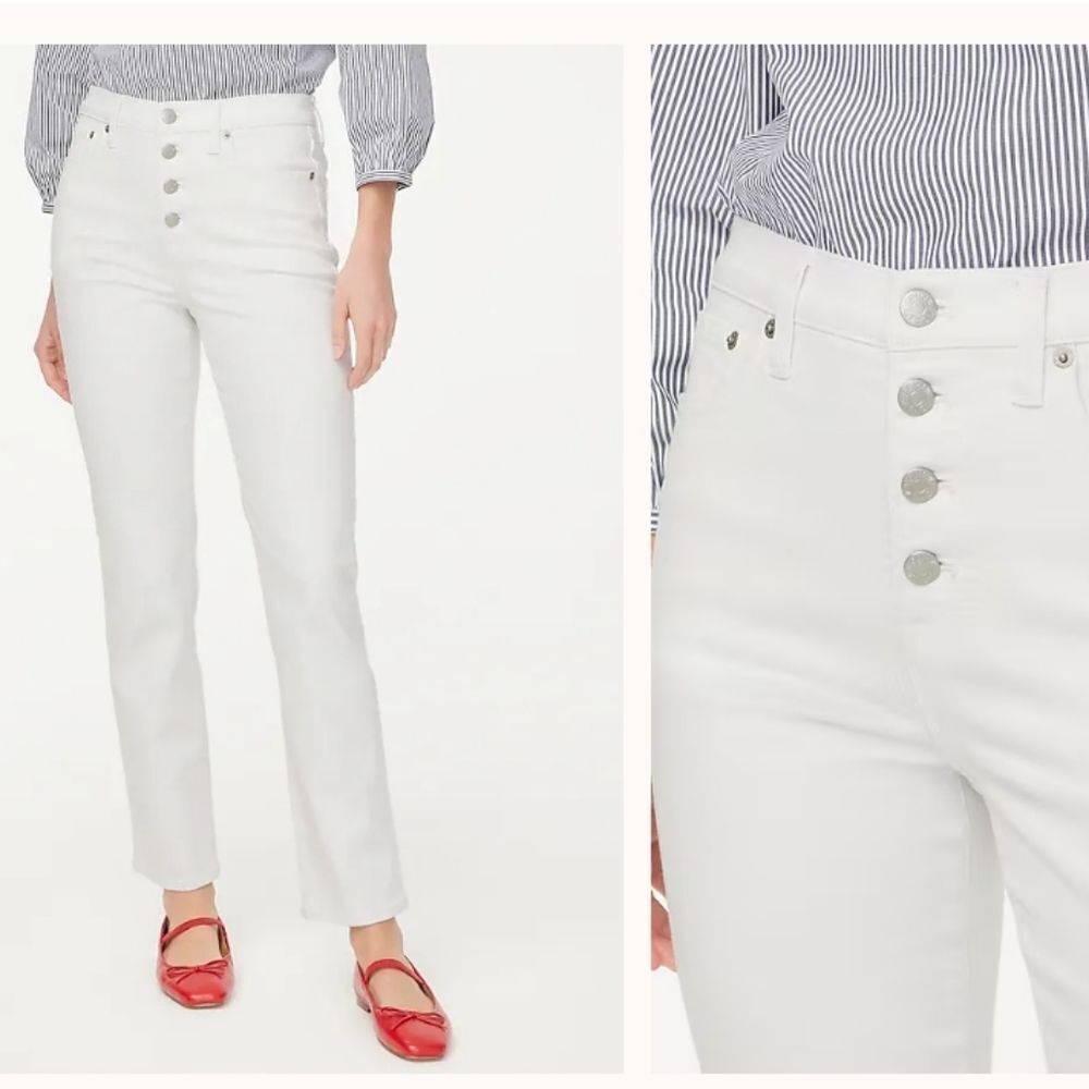 NWT J. Crew High-rise Stovepipe Jean Signature stretch White Denim Size 29